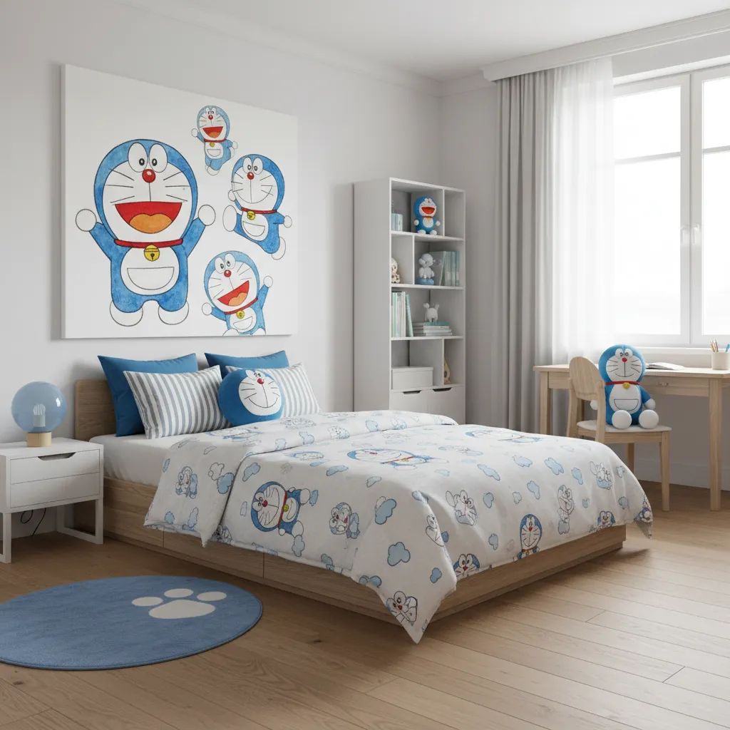 Trang trí phòng ngủ hình Doraemon đáng yêu cho bé