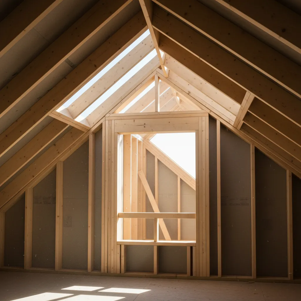 roof dormer intersection with rafters walls and roof valleys exposed