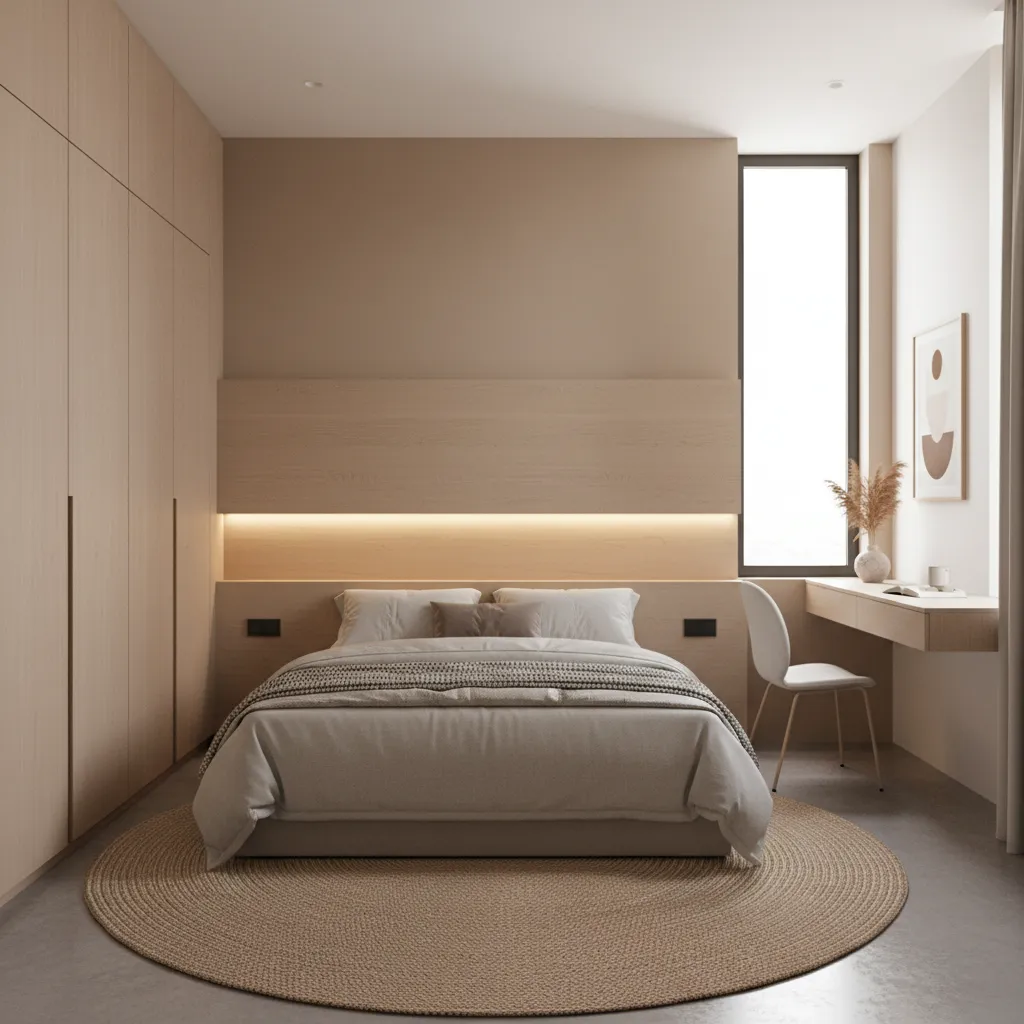 Dormitorio compacto bien distribuido