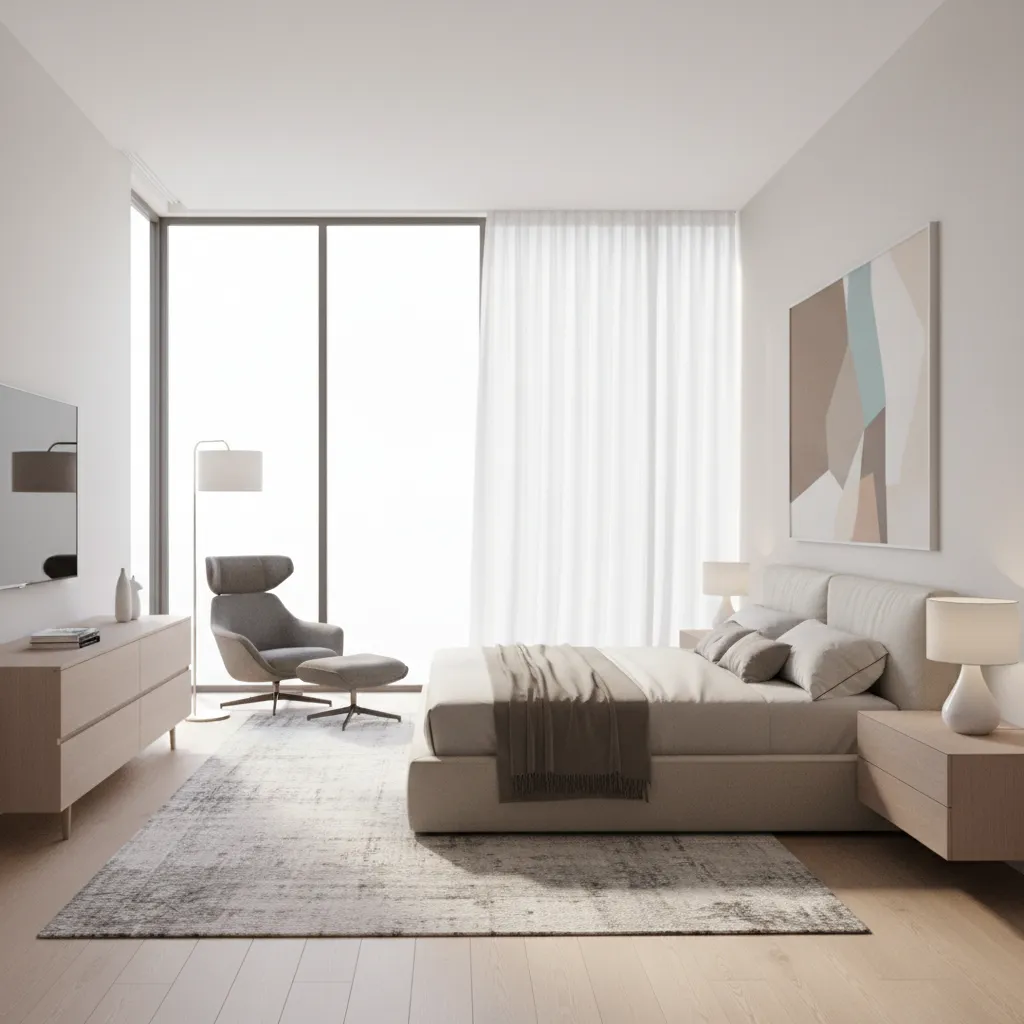 Dormitorio luminoso ubicado en la segunda planta con grandes ventanas