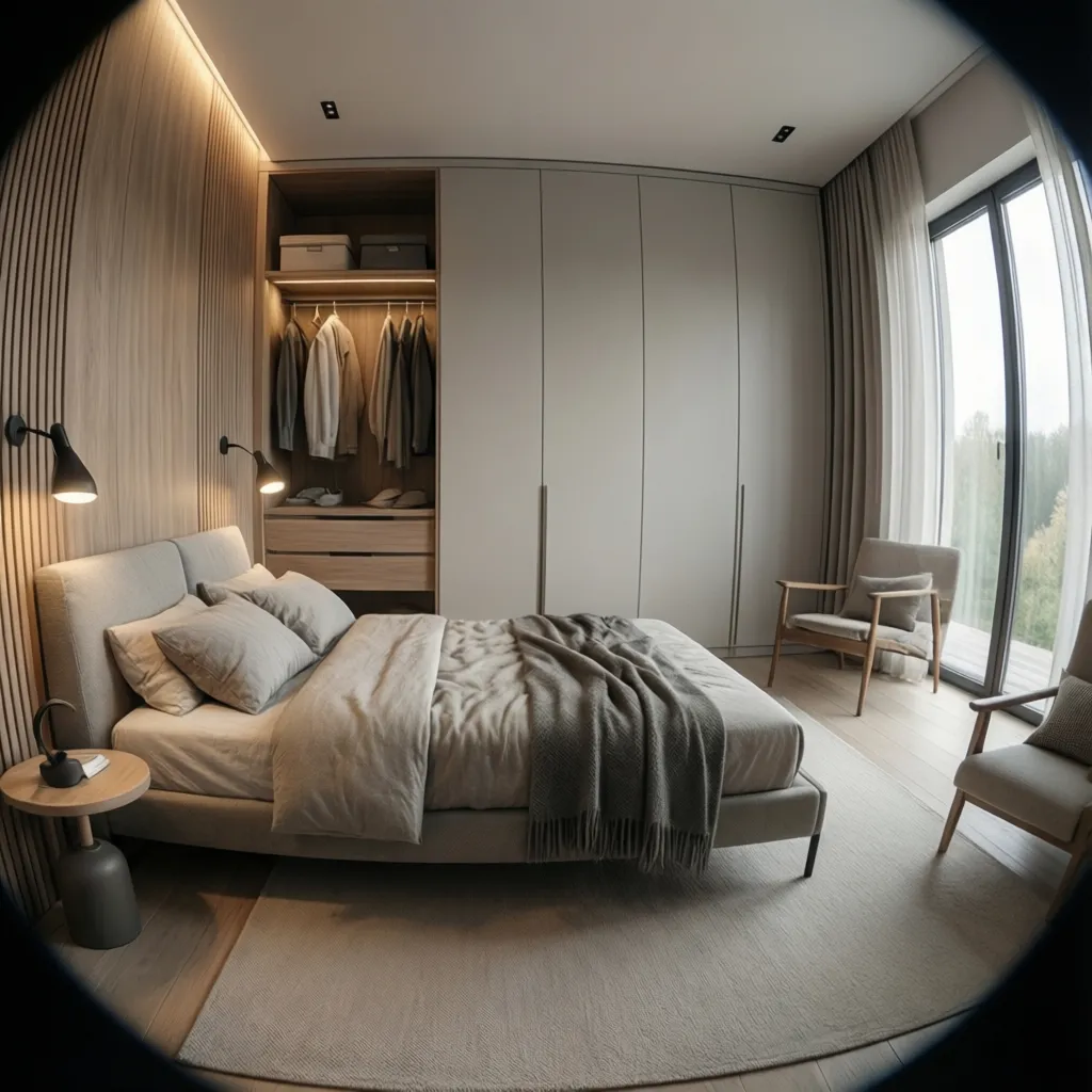 Dormitorio minimalista en vivienda de 100m2