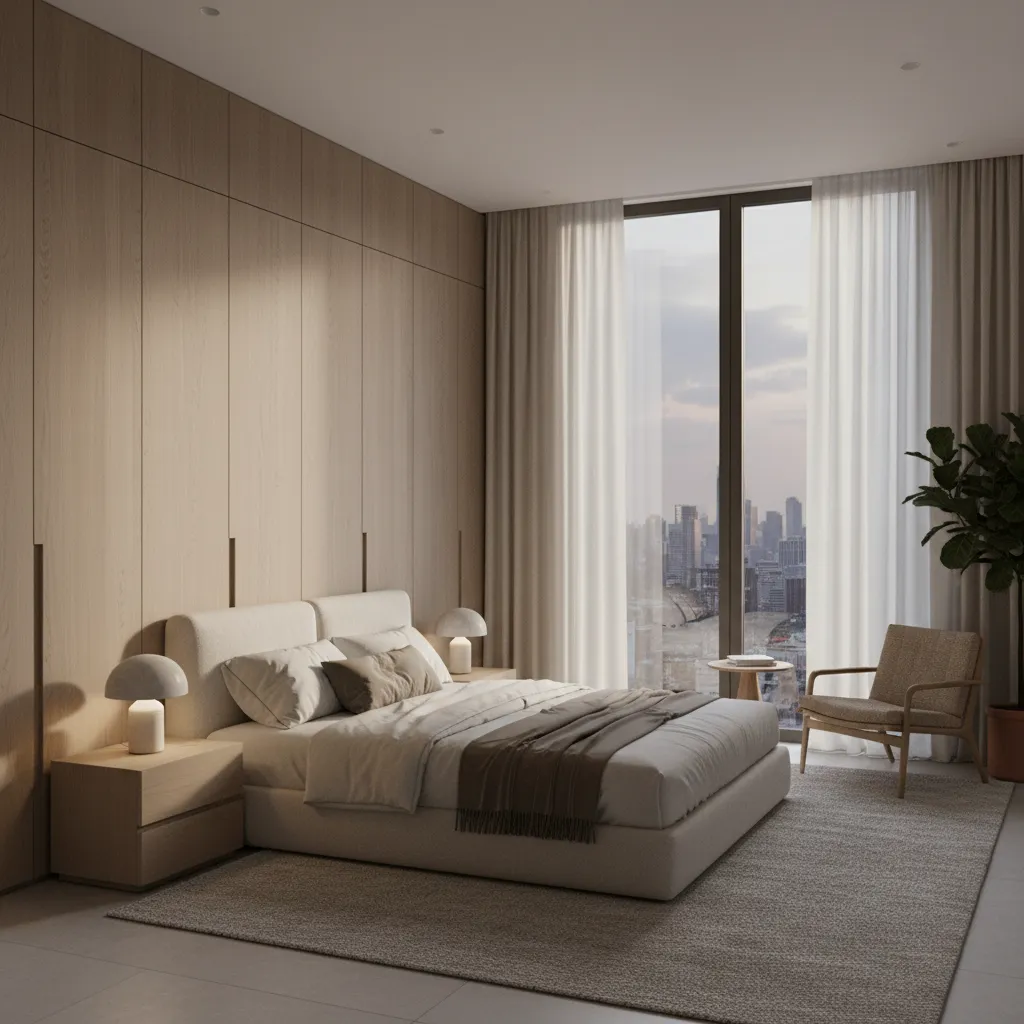 Dormitorio moderno bien distribuido en una casa de 120 metros cuadrados