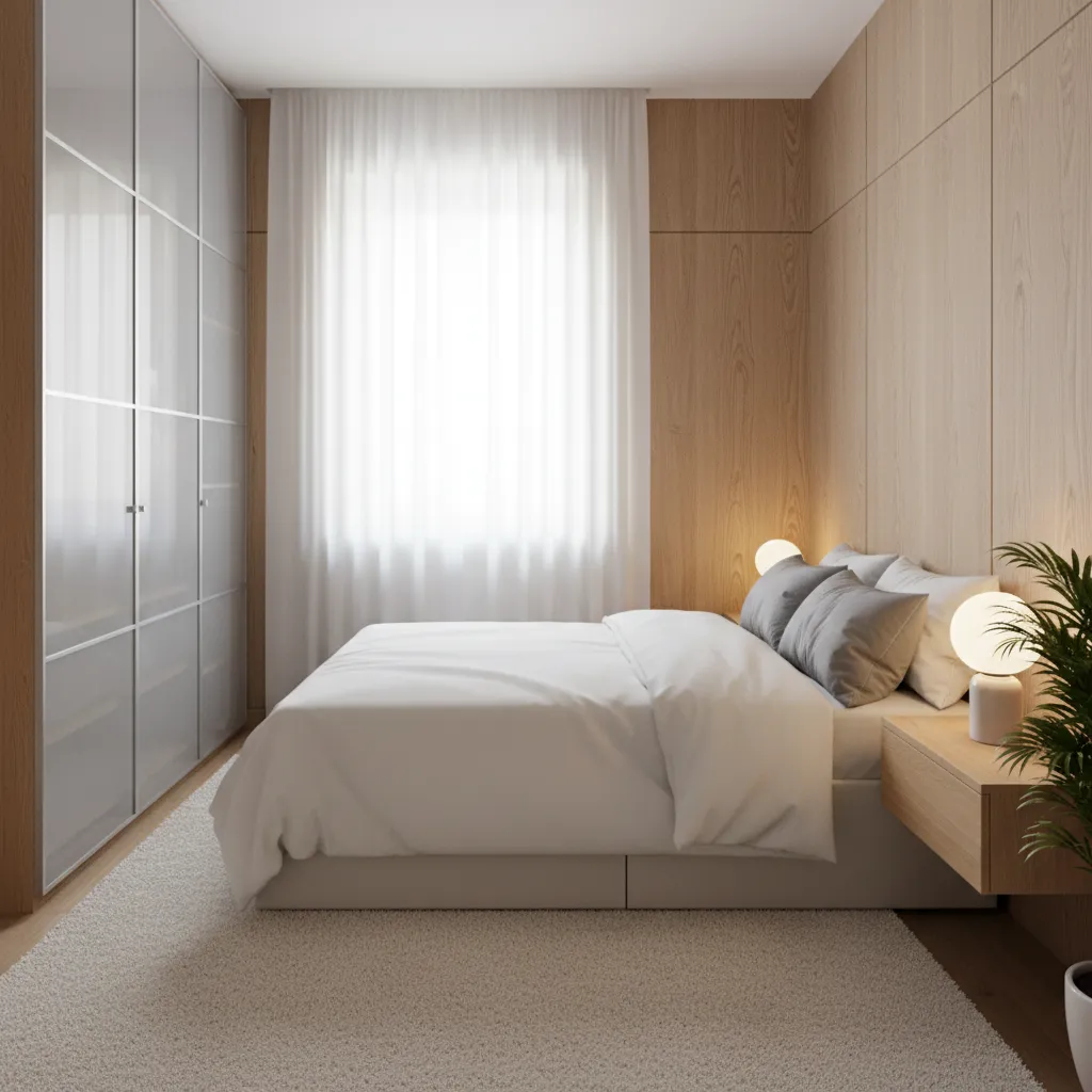 Dormitorio moderno optimizado para casa pequeña