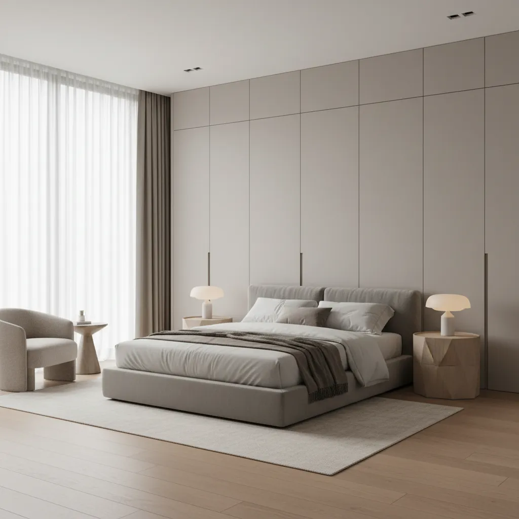 Dormitorio moderno en una casa de tres habitaciones