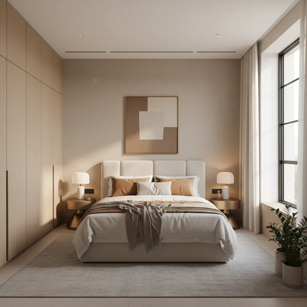 Dormitorio principal moderno en una casa familiar