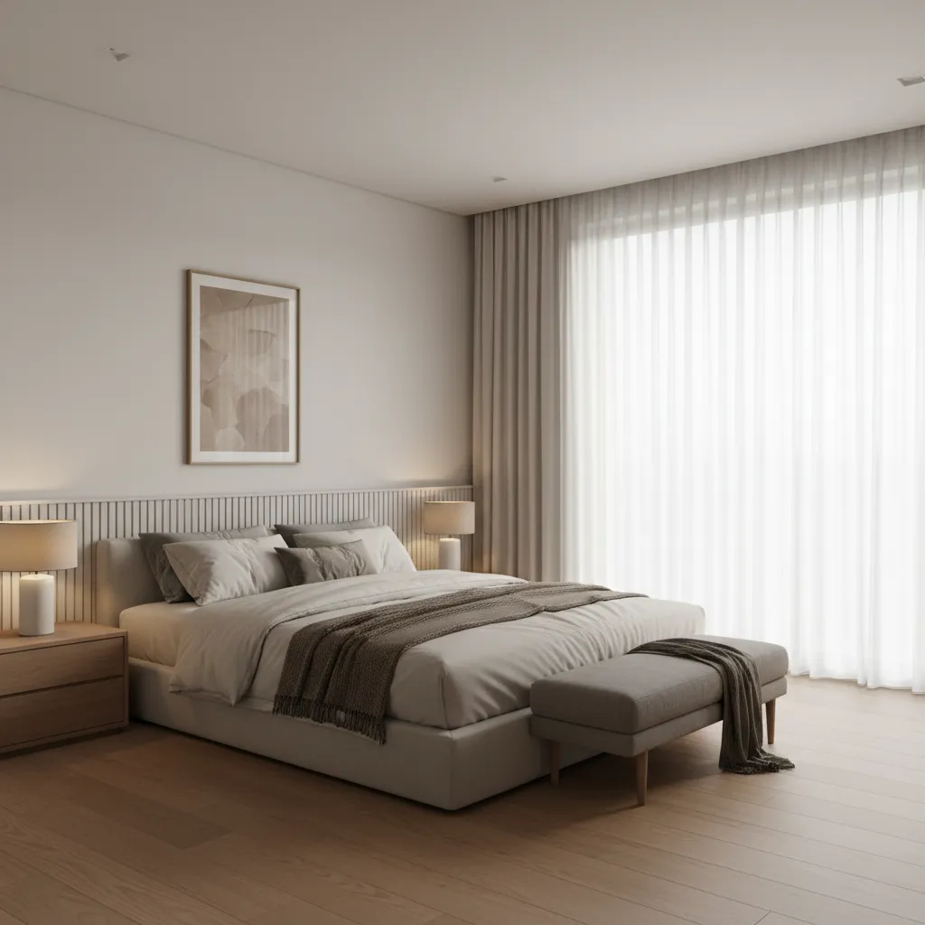 Dormitorio principal moderno en casa familiar