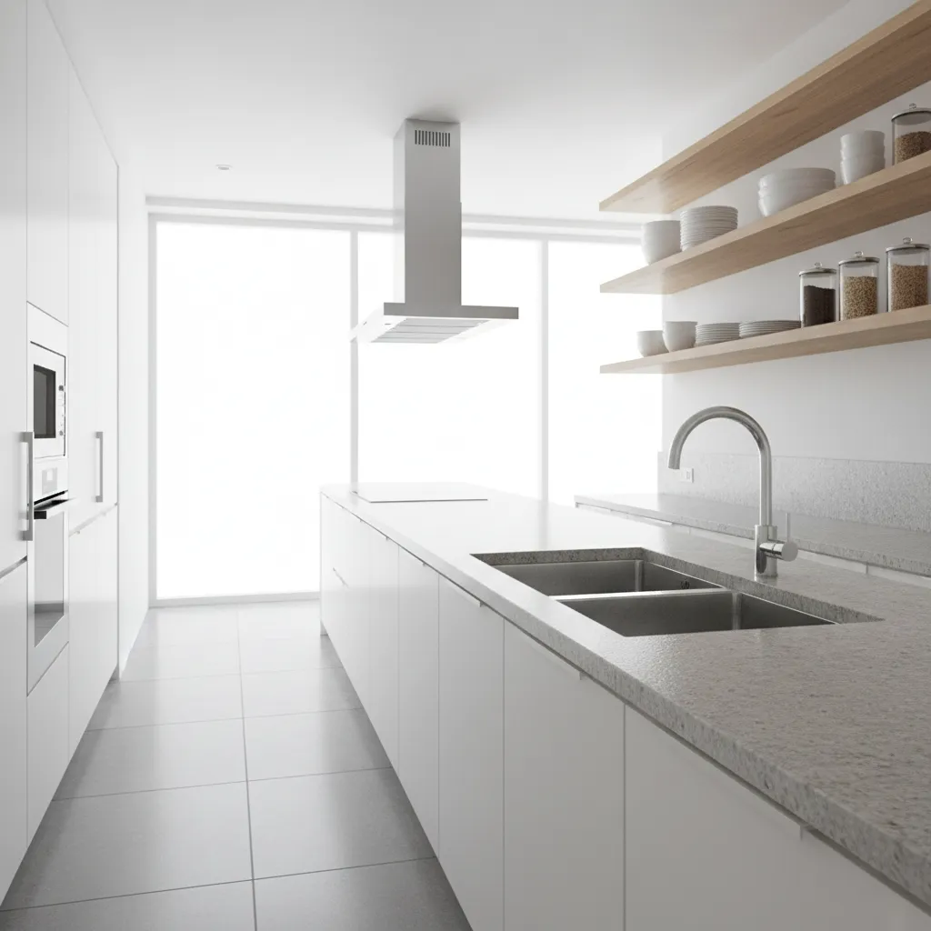 double bowl kitchen sink design installed in granite countertop