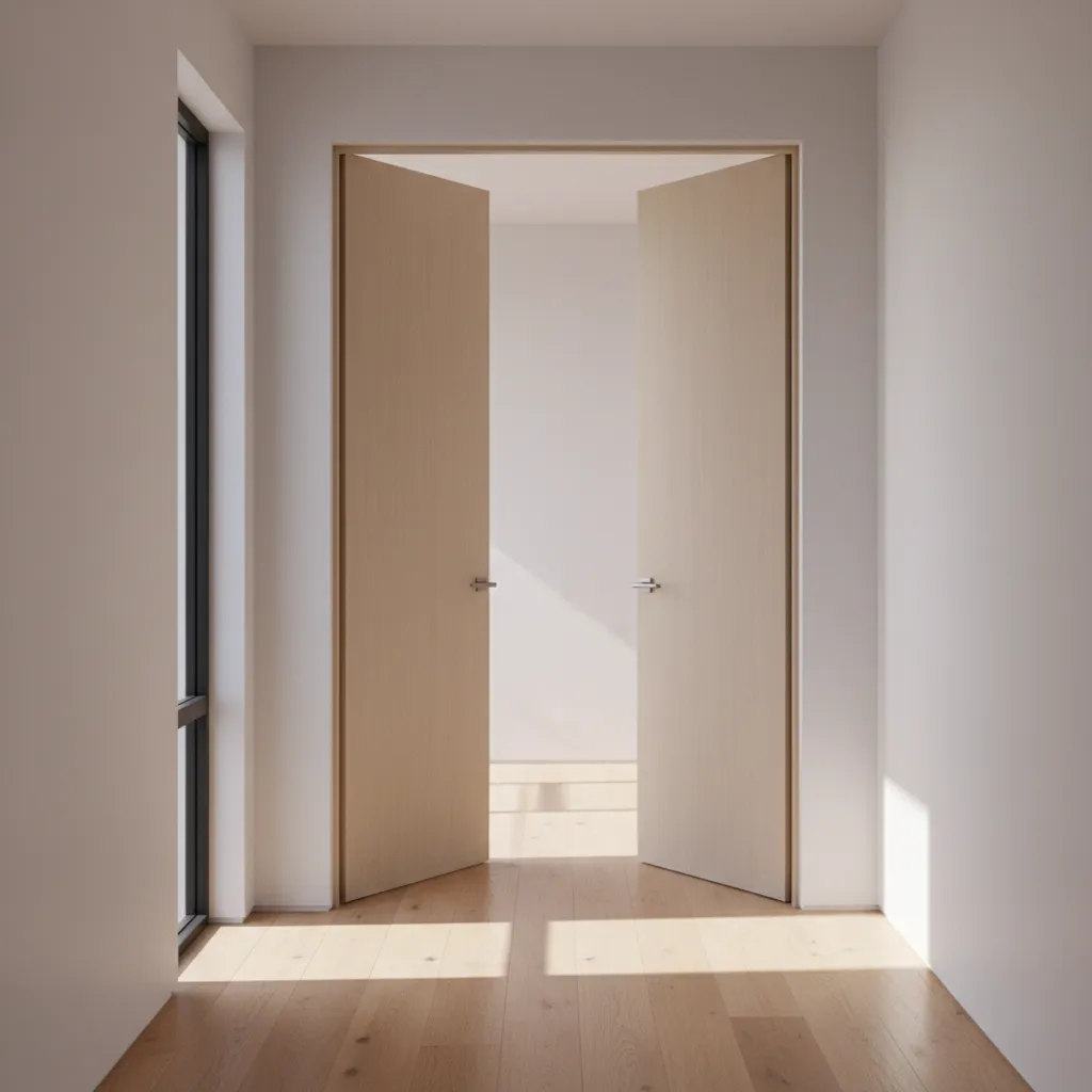 Double door clearance measurement example in compact interior