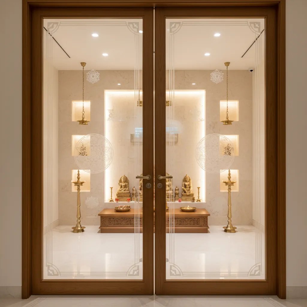 5 Double Door Pooja Room Glass Door Designs