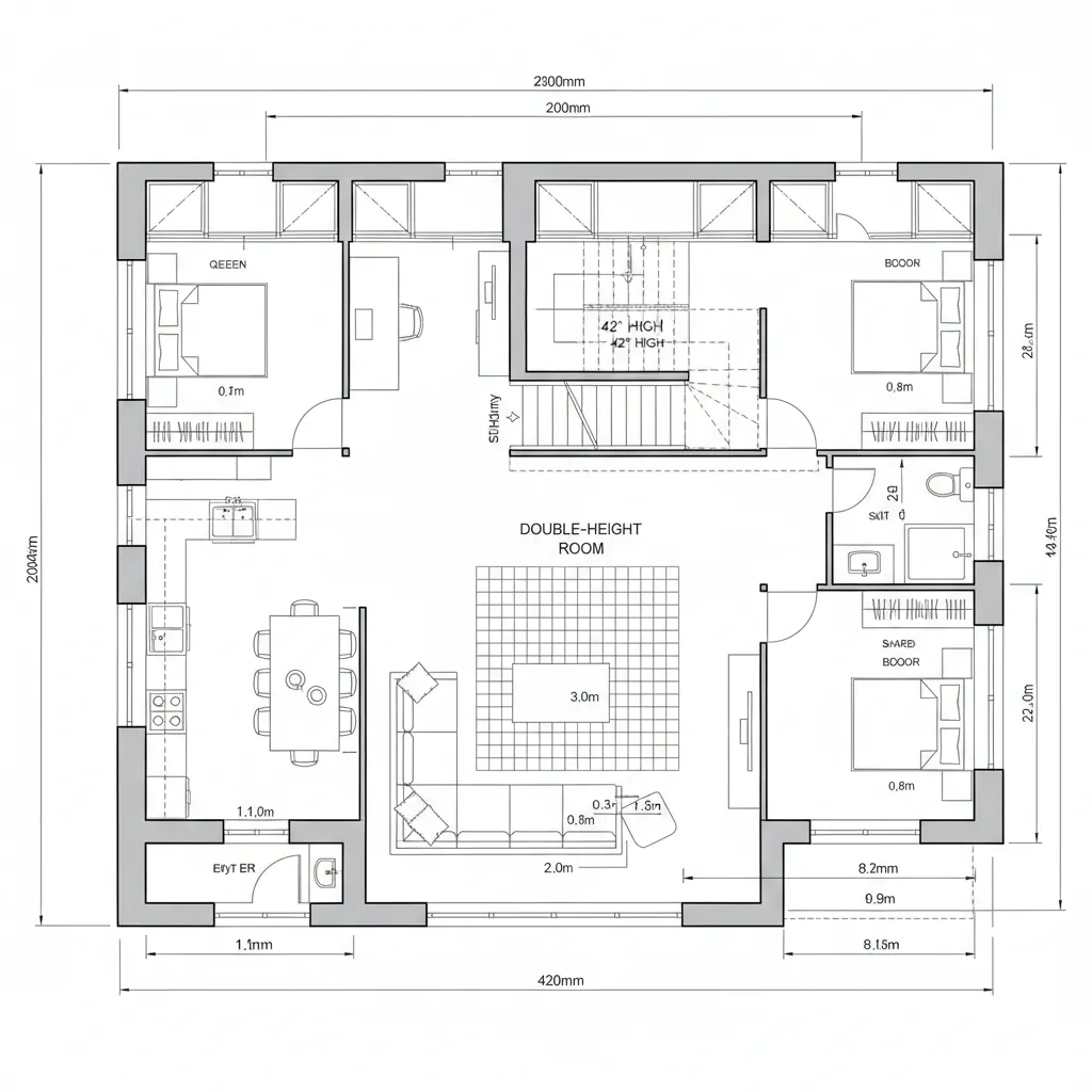 Double-Height Living with Mezzanine Studio