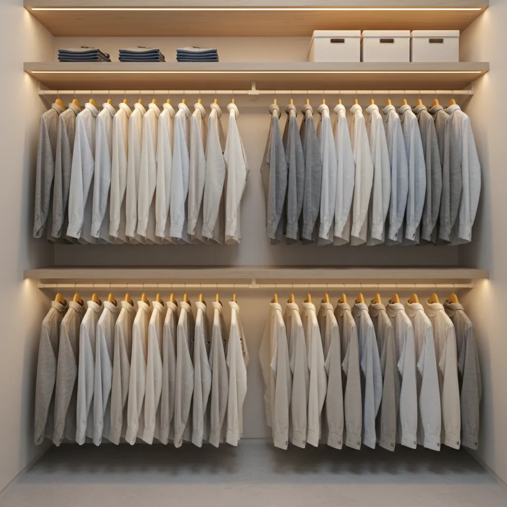 double hanging rod closet layout for small closet