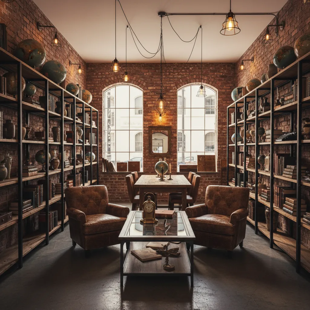 Downtown Los Angeles vintage home decor shop with industrial style furniture