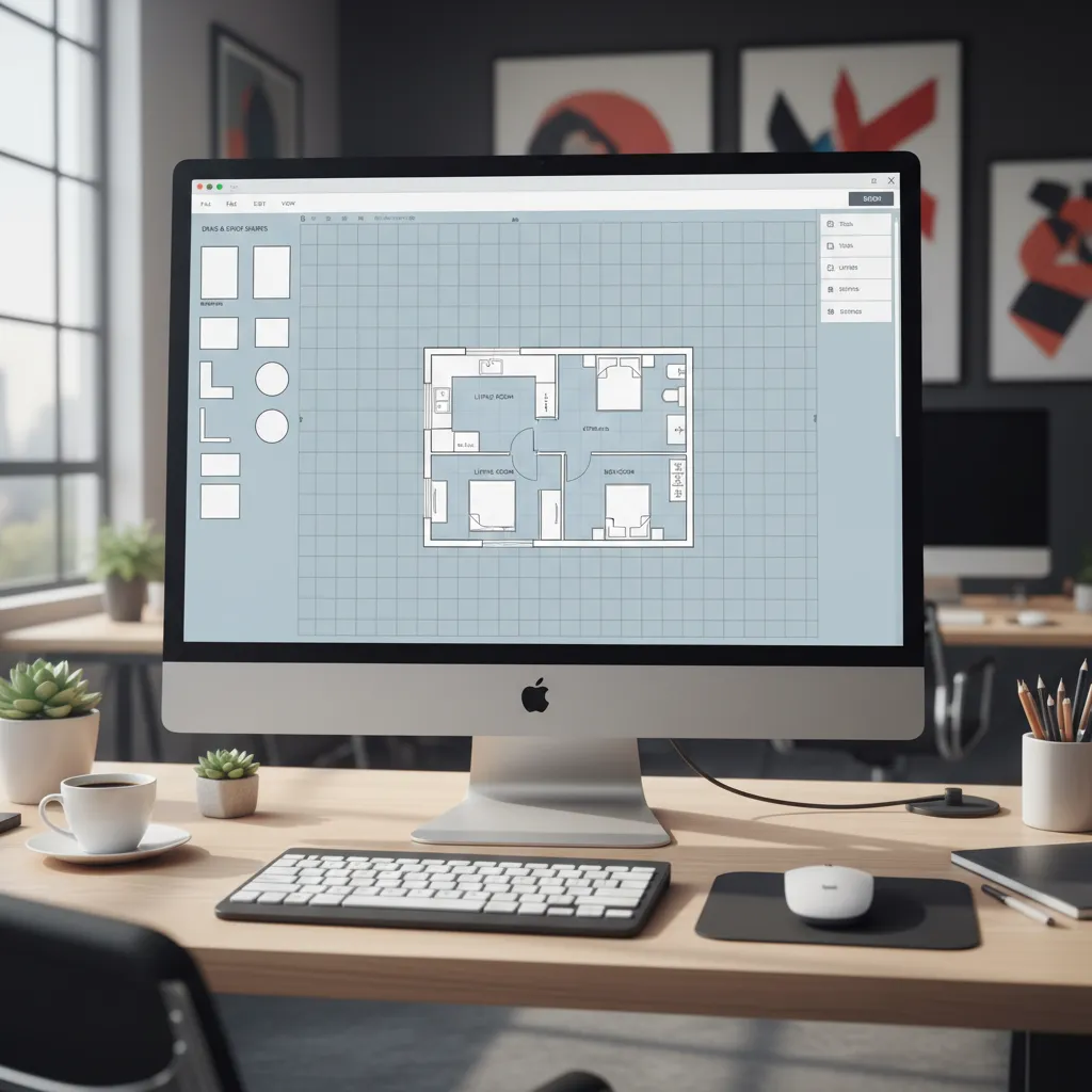online floor planner interface showing drag and drop room layout creation