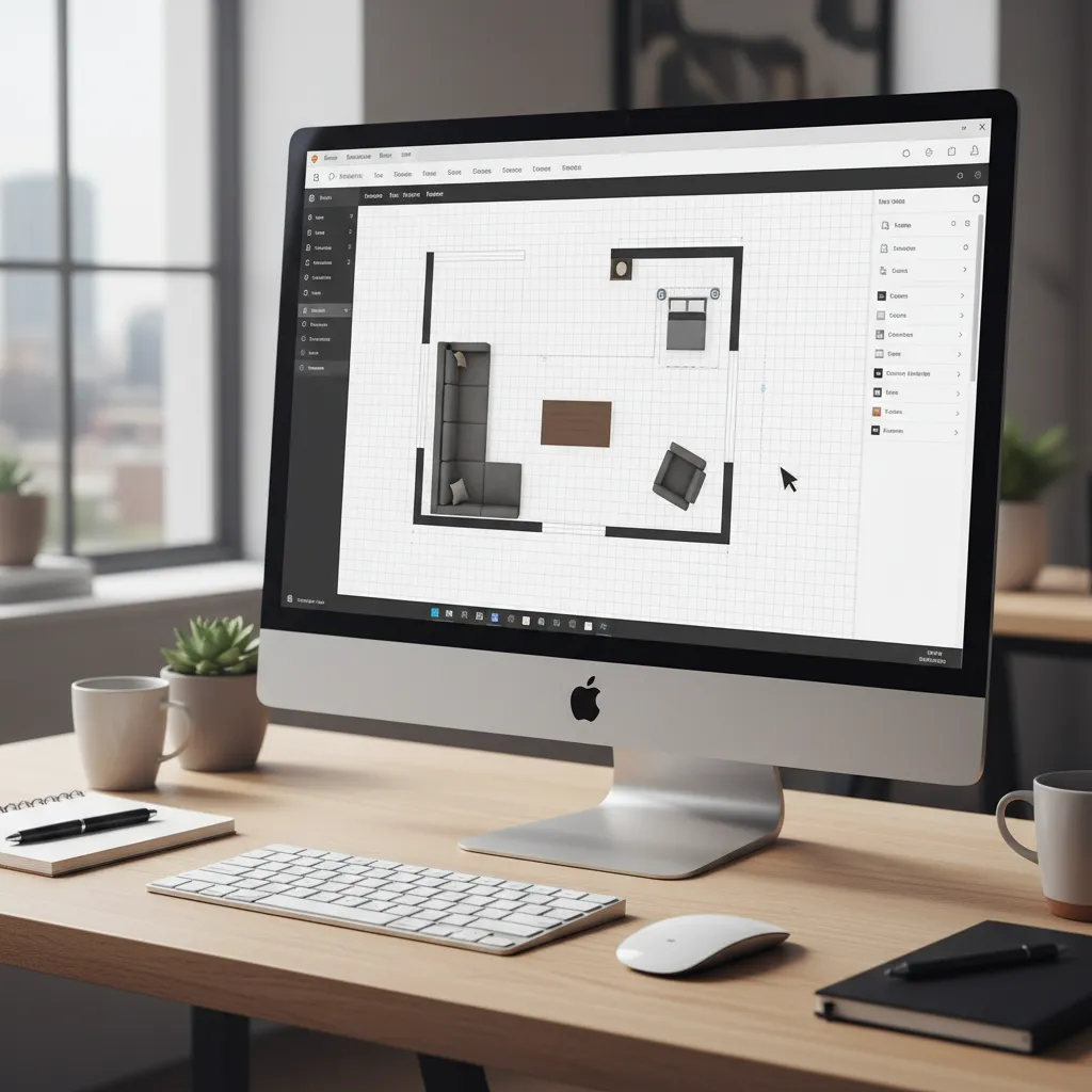 drag and drop furniture placement in a home floor planning app interface