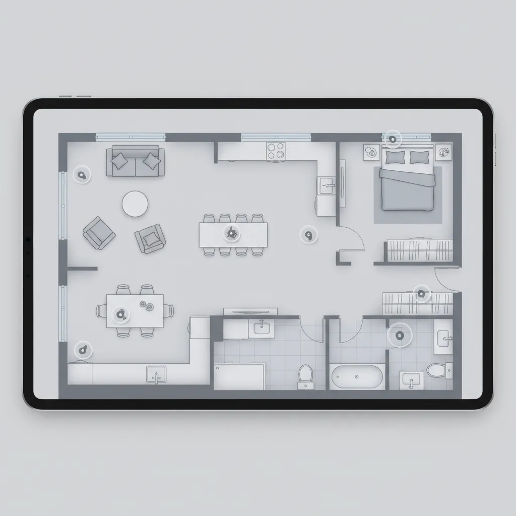 Digital floor plan interface showing drag and drop furniture placement
