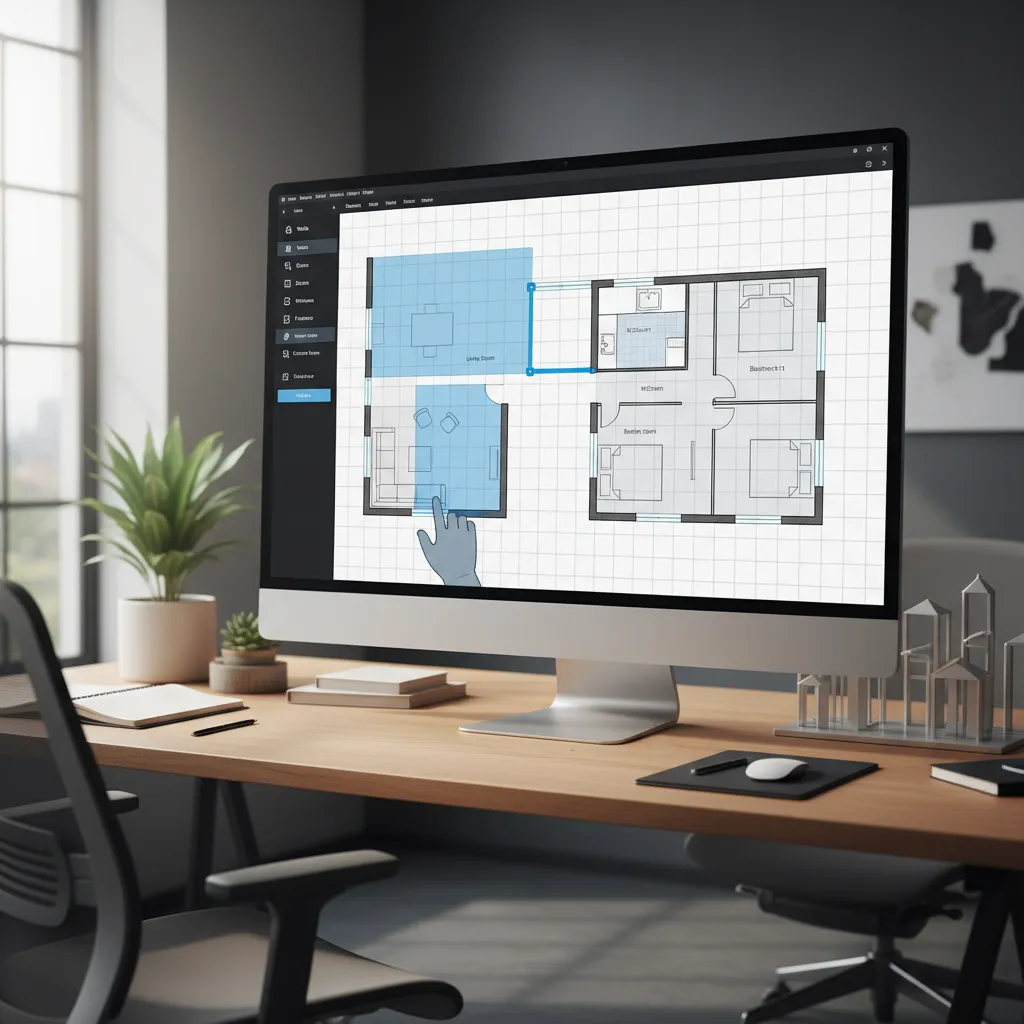 Design software showing drag and drop wall creation for a home floor plan