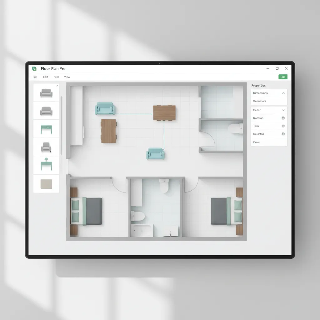 Dragging furniture elements into a digital floor plan layout