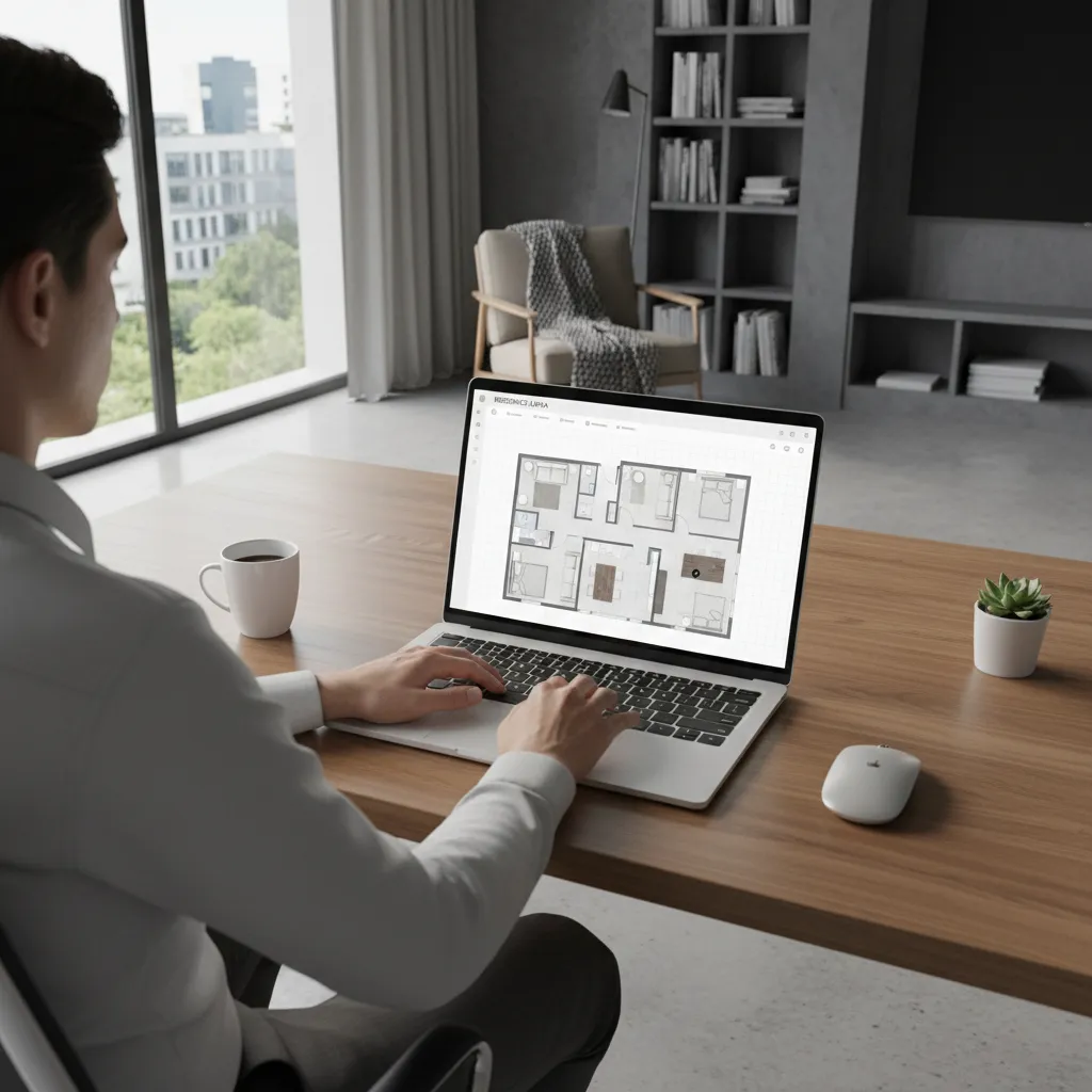 Designer arranging rooms using drag and drop online floor plan creator