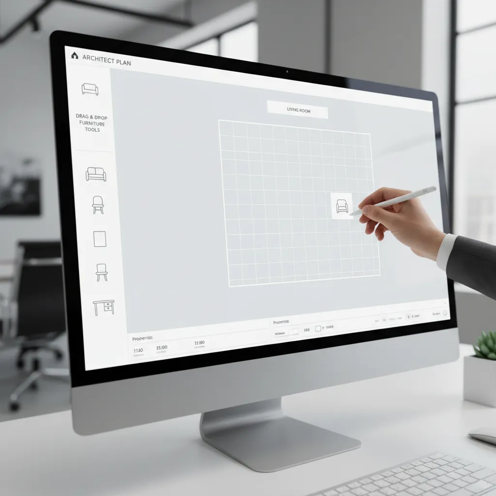 drag and drop floor plan design software interface with room layout