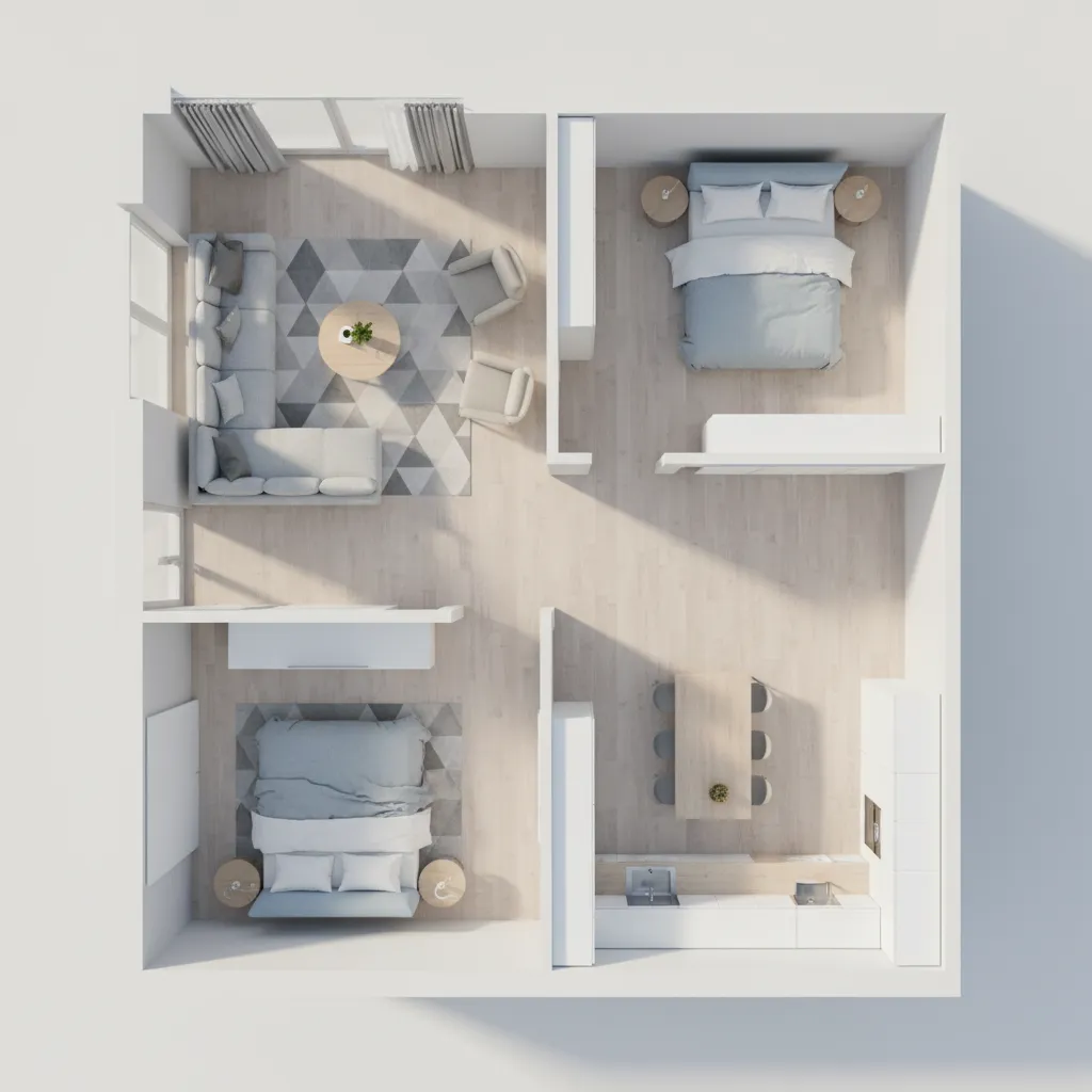 Beginner using drag and drop room planner to arrange furniture layout