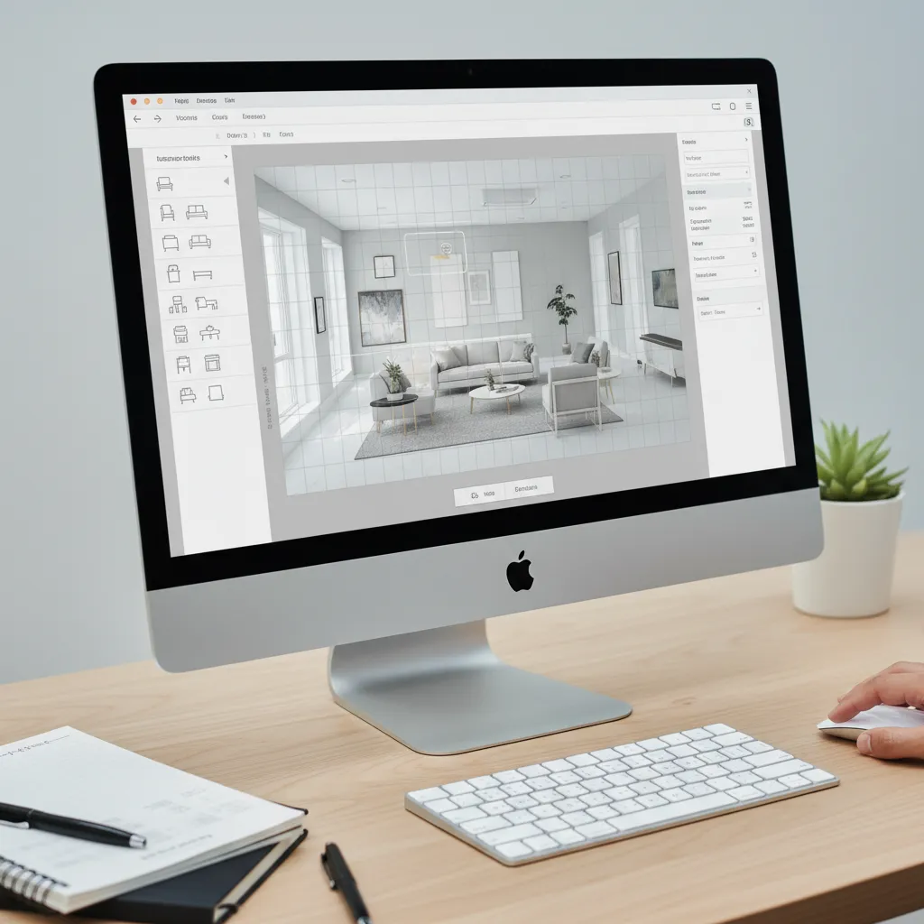 Drag and drop furniture layout interface for room planning software