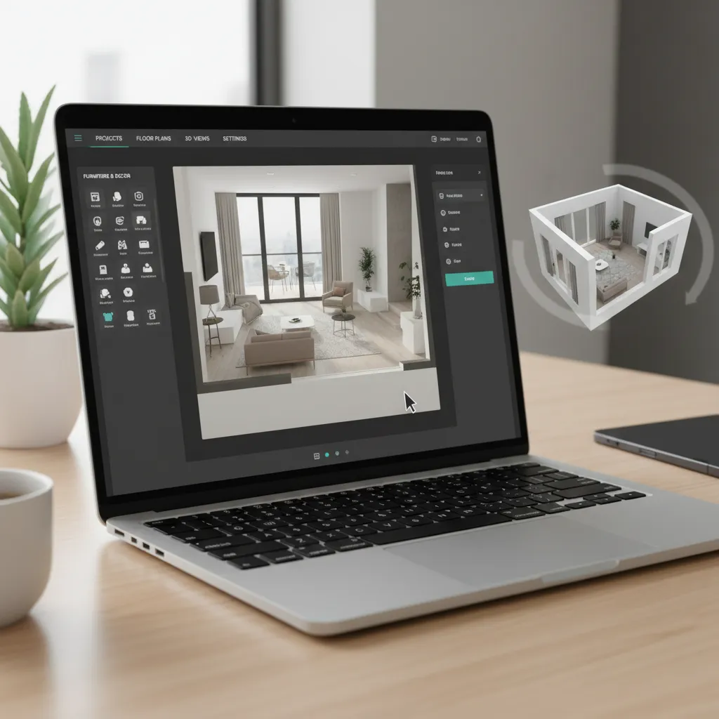 Drag and drop furniture placement in beginner interior design software