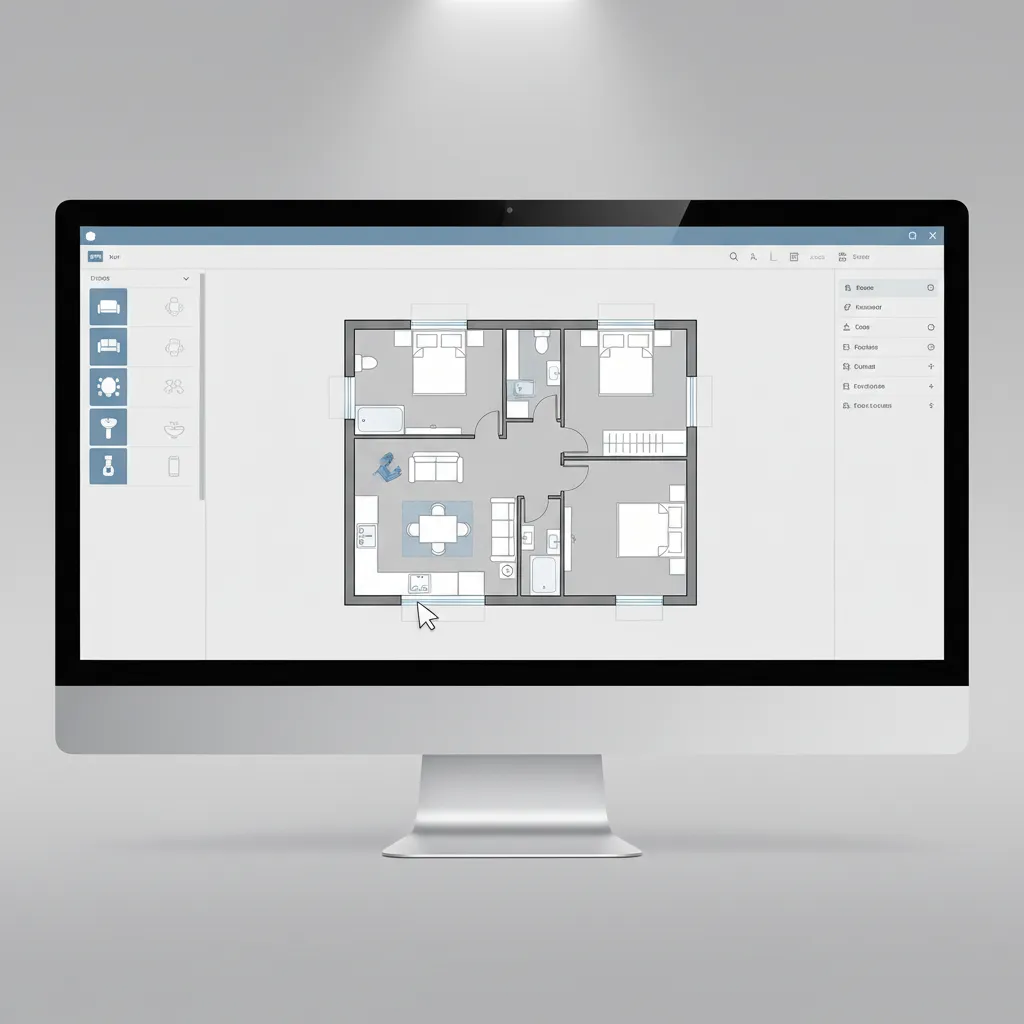 drag and drop floor plan design showing walls rooms and furniture layout