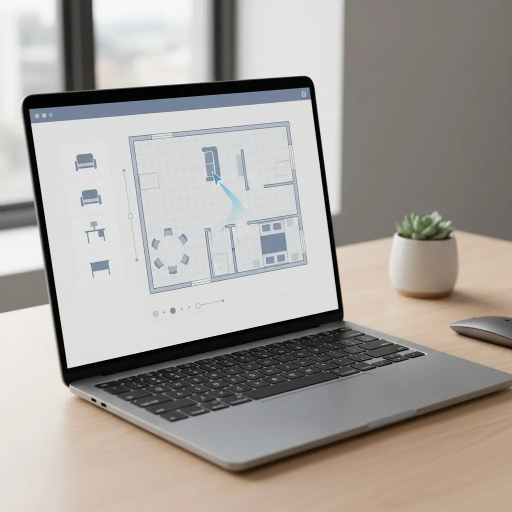floor planning software interface showing drag and drop furniture placement