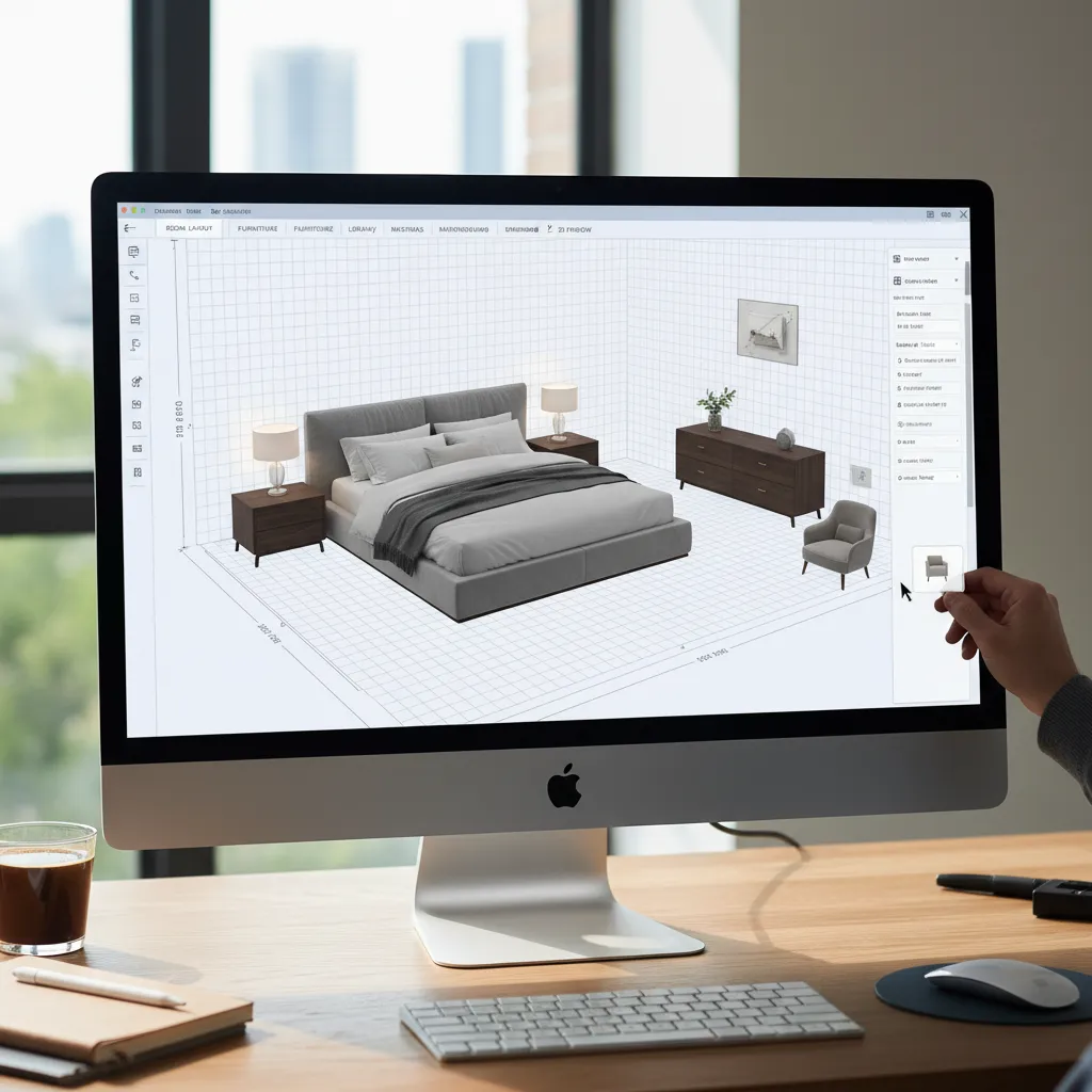 Drag and drop furniture layout tool inside interior design software