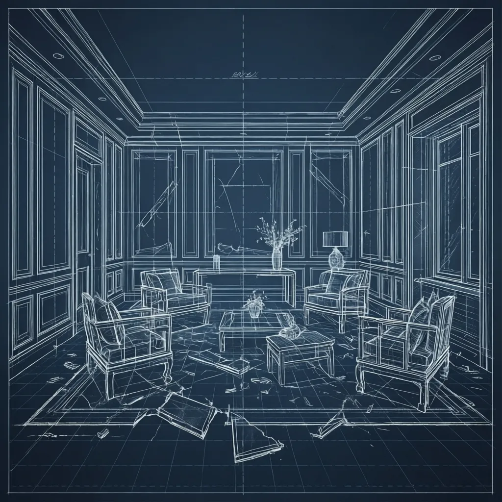 Proses menggambar dinding denah rumah di AutoCAD