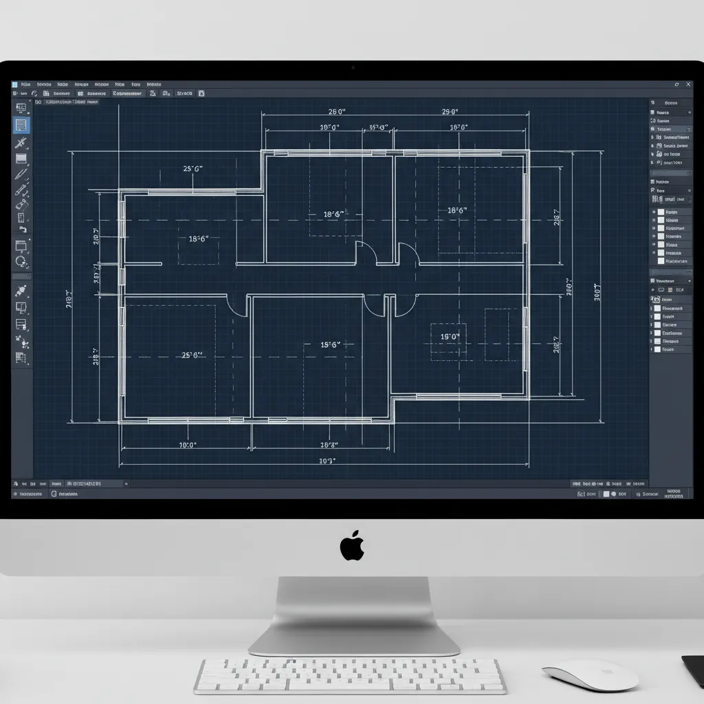 Proceso de dibujo de muros en un plano arquitectónico en AutoCAD