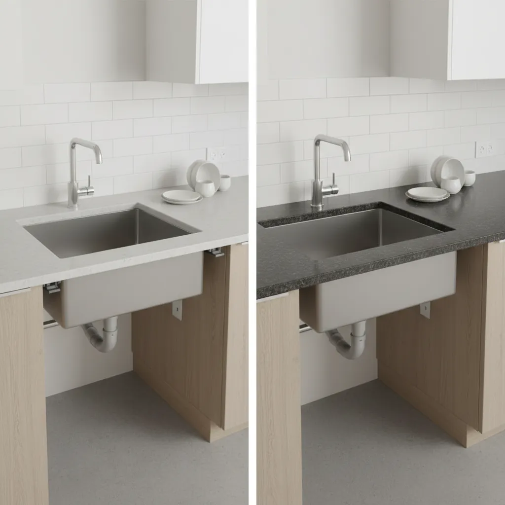 comparison of drop-in sink and undermount sink installation styles