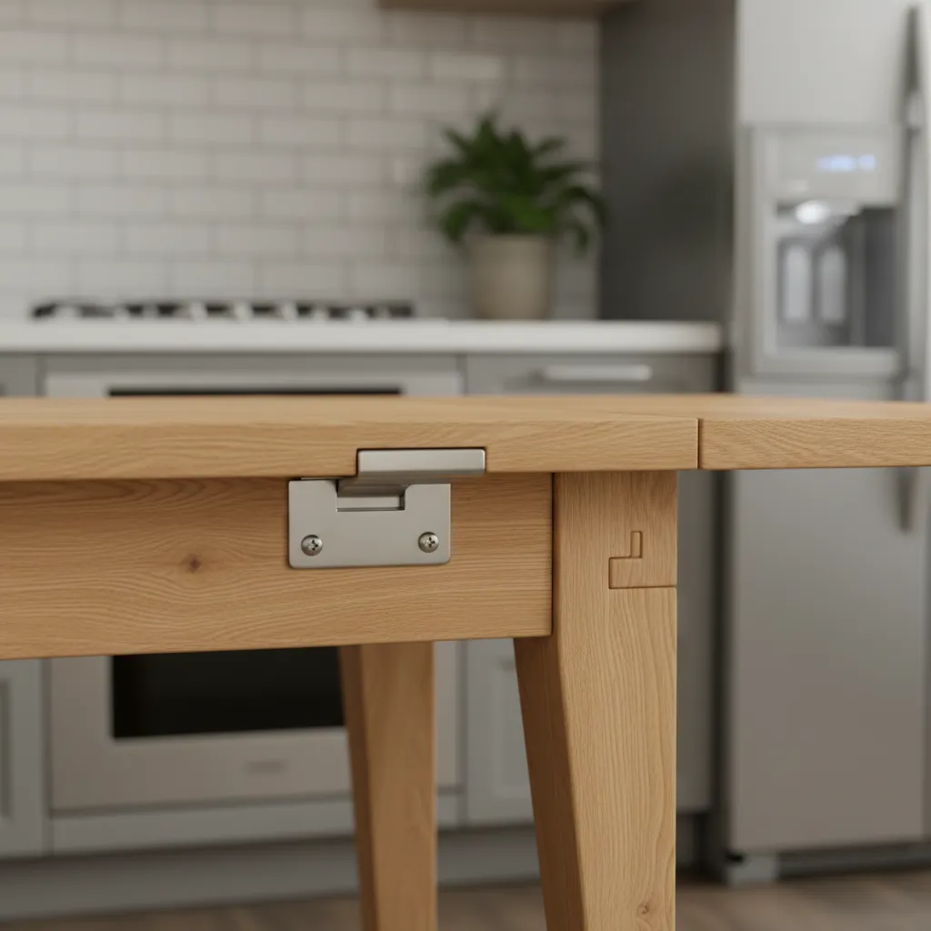 drop leaf table support leg mechanism detail