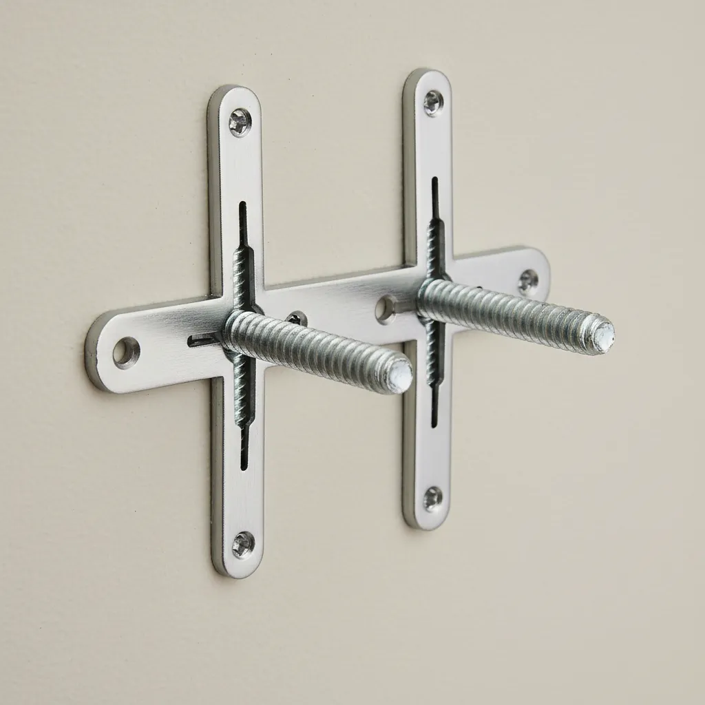 Close up of heavy duty wall anchors used for drying rack installation