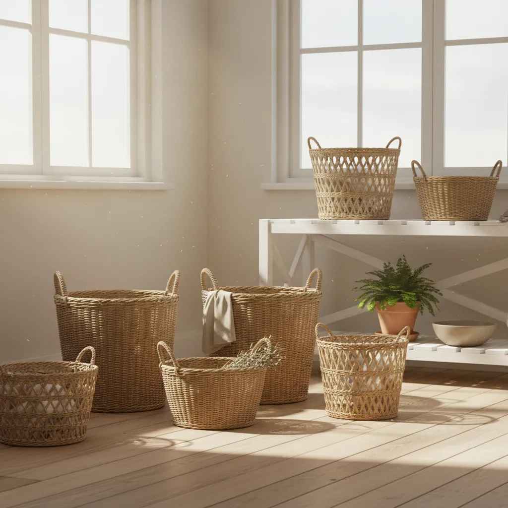 wicker kitchen baskets drying in sunlight to prevent mold