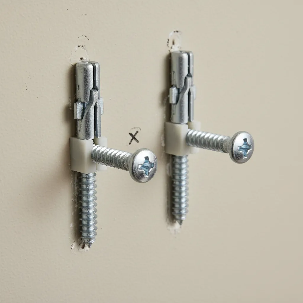 Heavy duty drywall anchors used for mounting large metal wall decor
