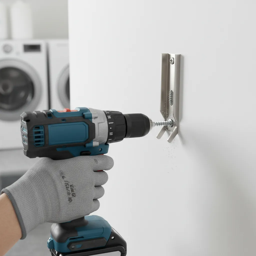 Installing heavy duty toggle bolt anchor for laundry rod bracket on drywall
