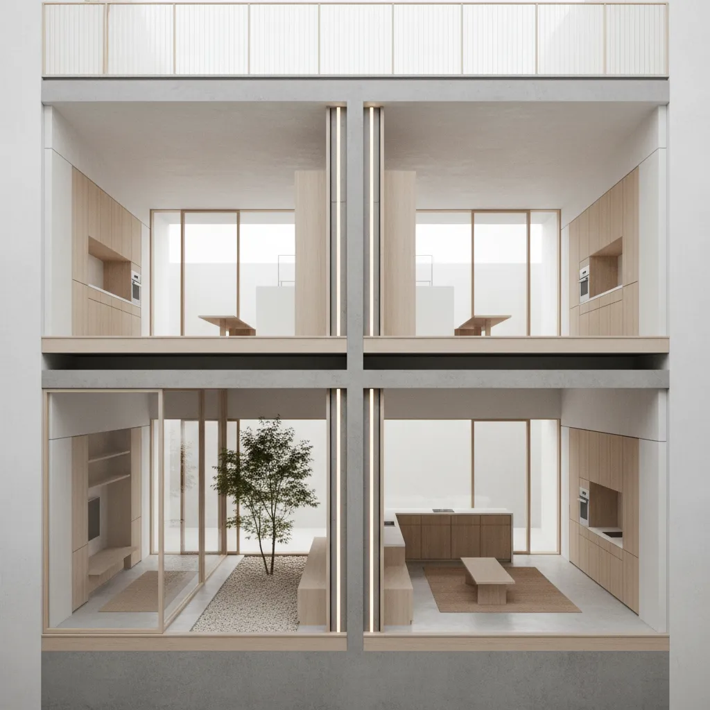 35×50 Dual-Home Apartment Syntax: Two interlaced dwellings scripted within one 35×50 envelope