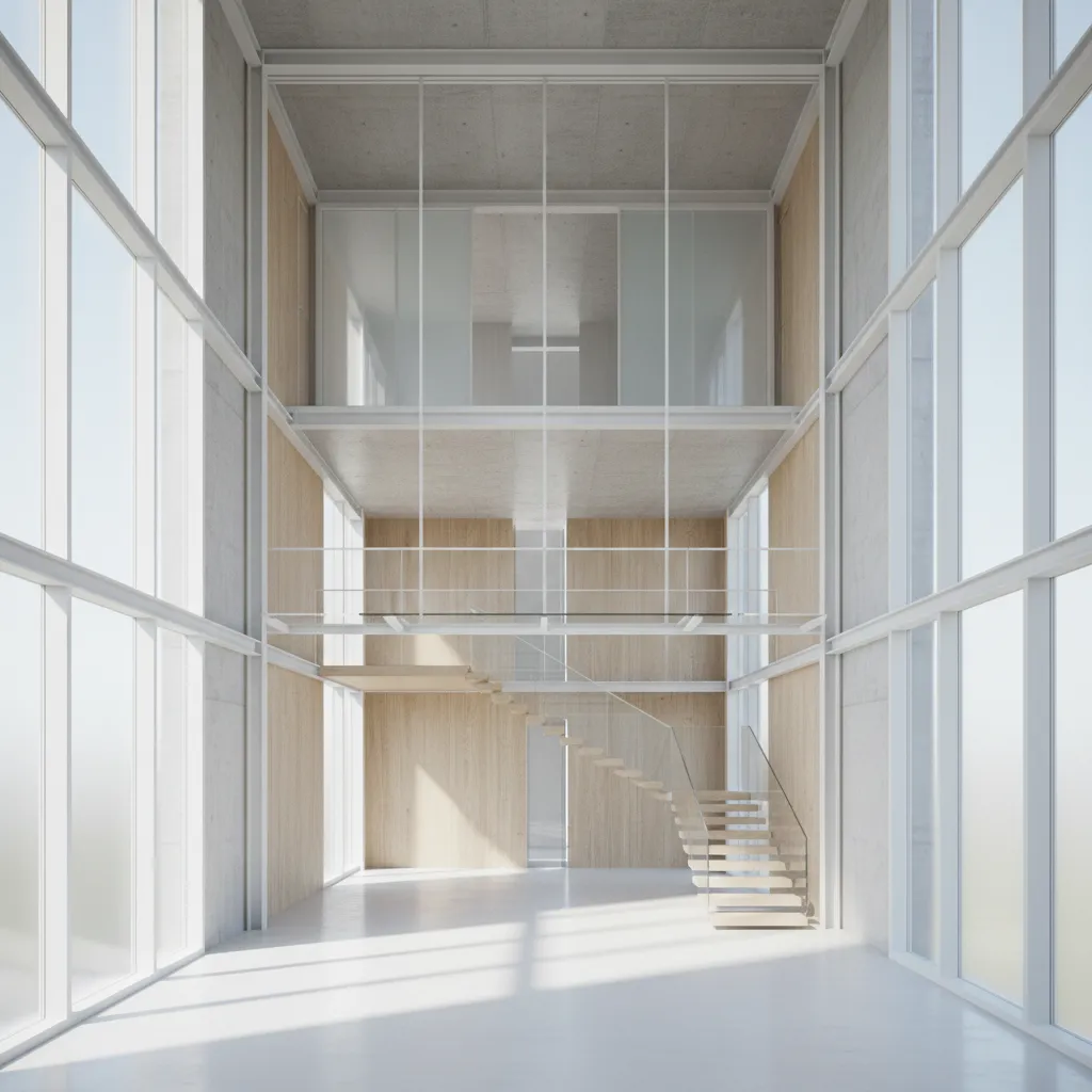 Duplex, Double Height, Near-Future Living: A two-level home where vertical air becomes the new interface of daily life