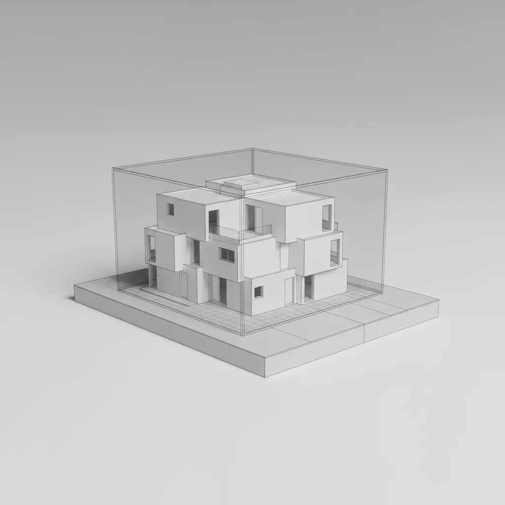 3d massing model demonstrating floor area ratio limits for duplex building