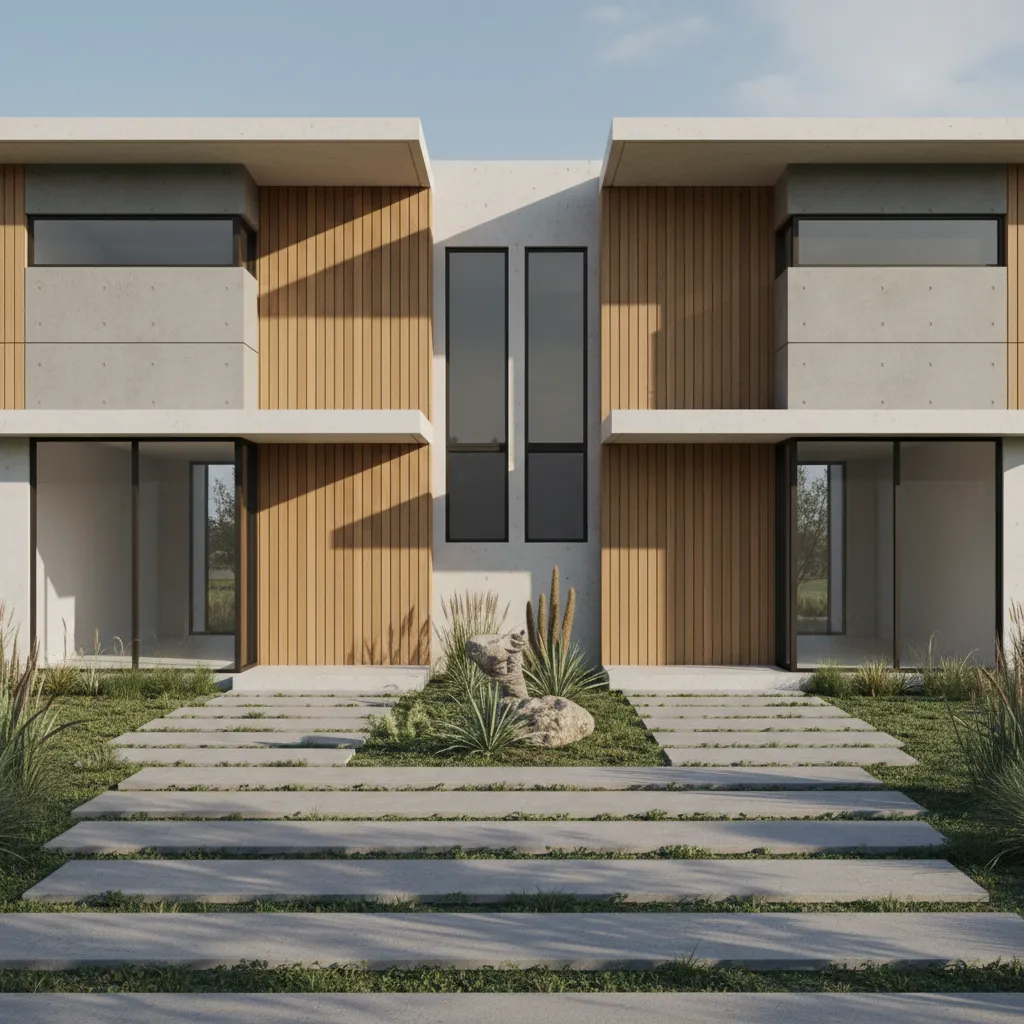 duplex building with clearly separated entrances for privacy