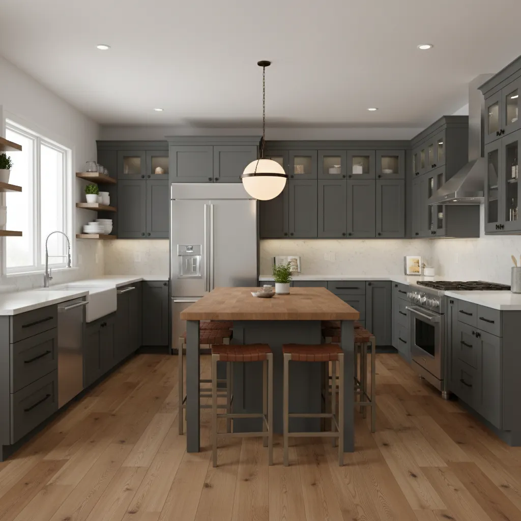 Durable black cabinet handles installed in a busy family kitchen