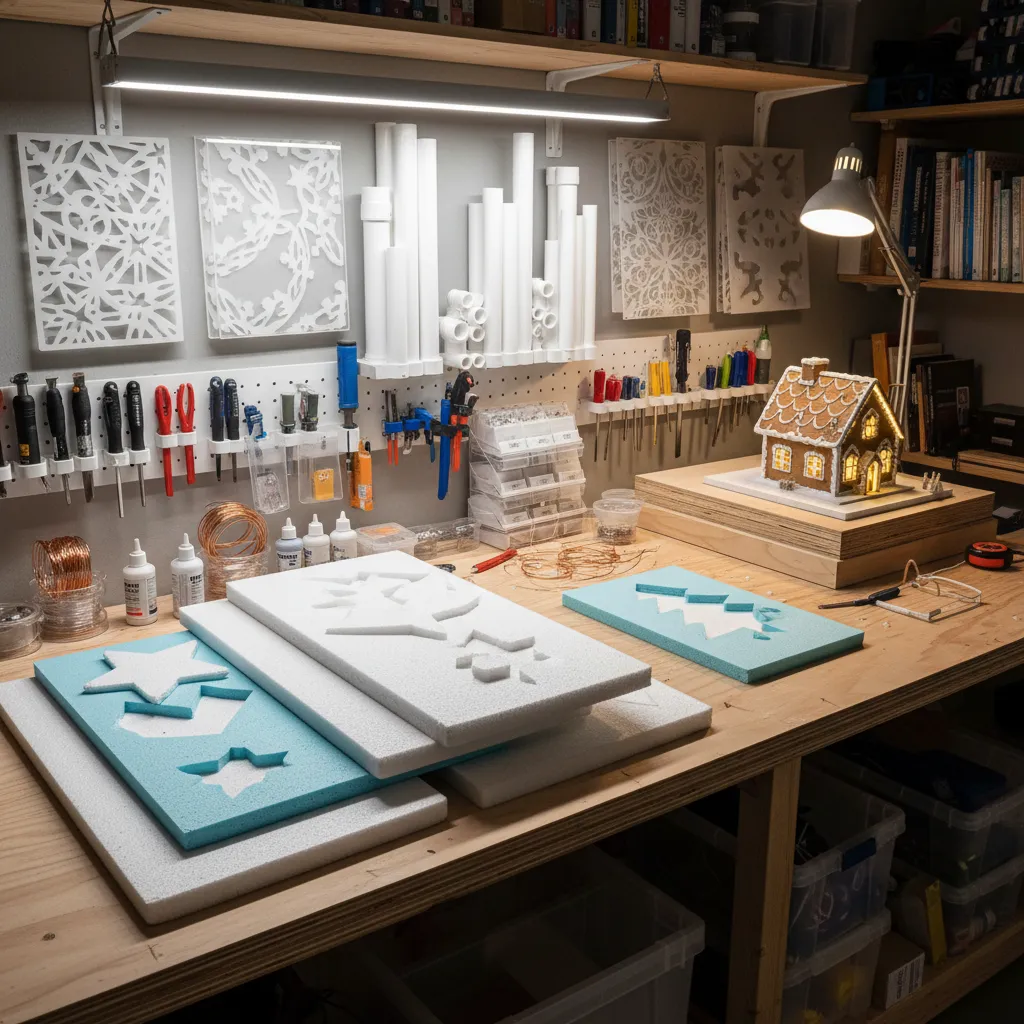 Foam board PVC and acrylic materials used to build durable DIY holiday decorations