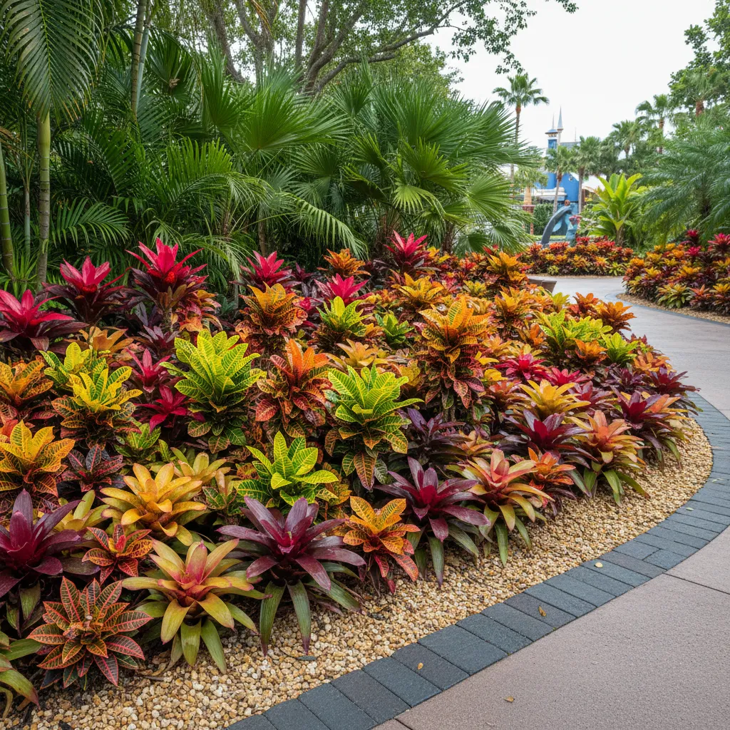 Clustered tropical plants used in durable low maintenance landscaping