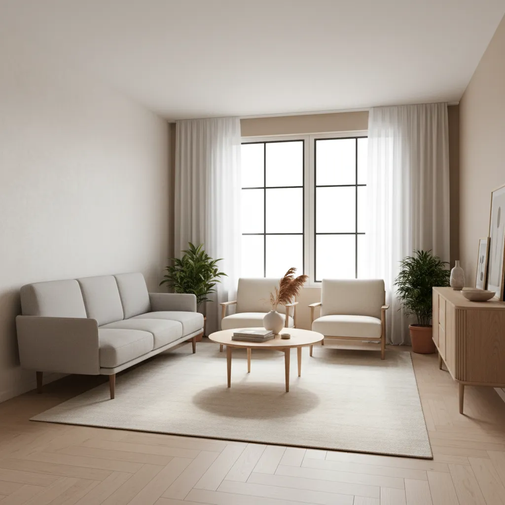 minimalist furniture layout in a compact Dutch style apartment