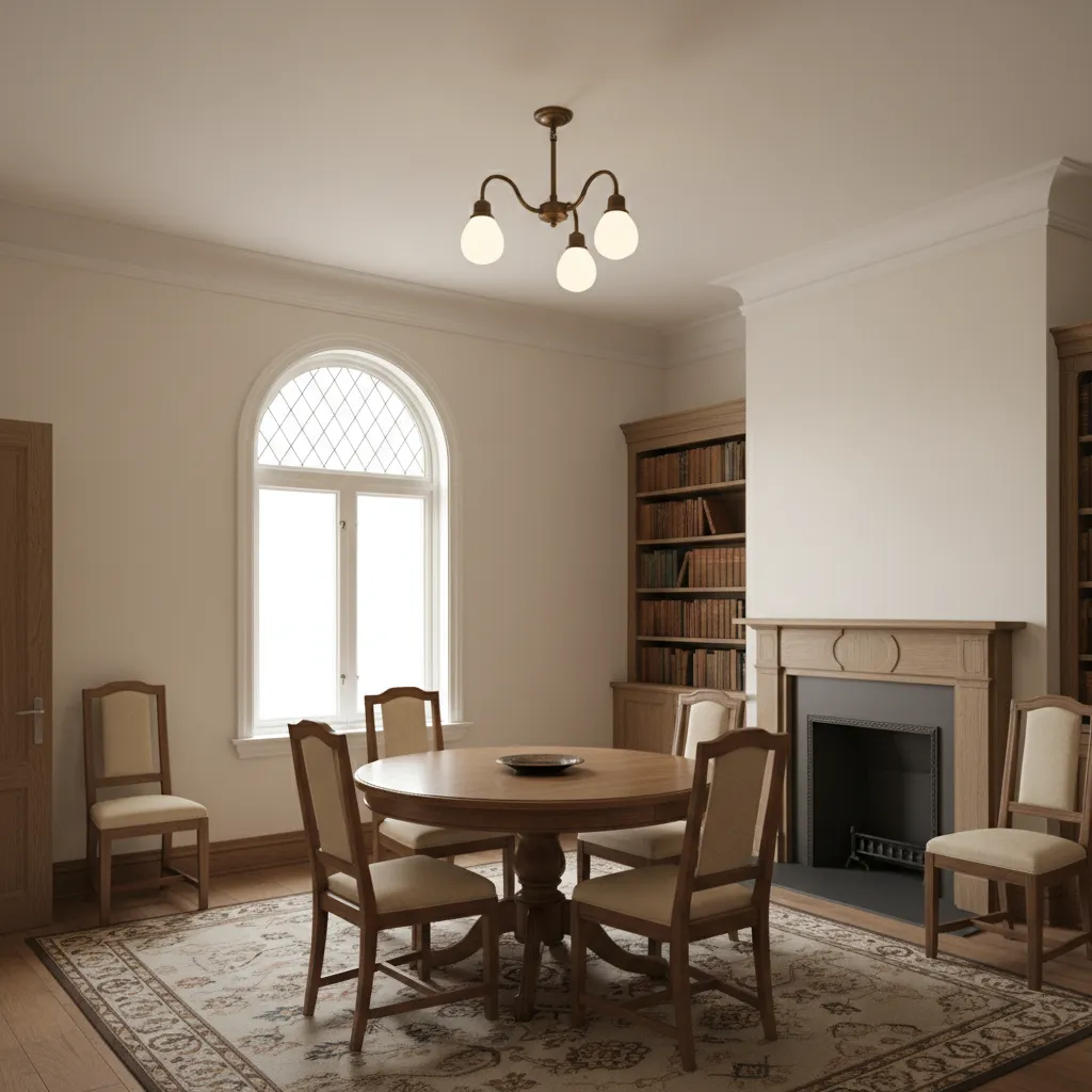 early electric ceiling light fixtures illuminating a residential interior