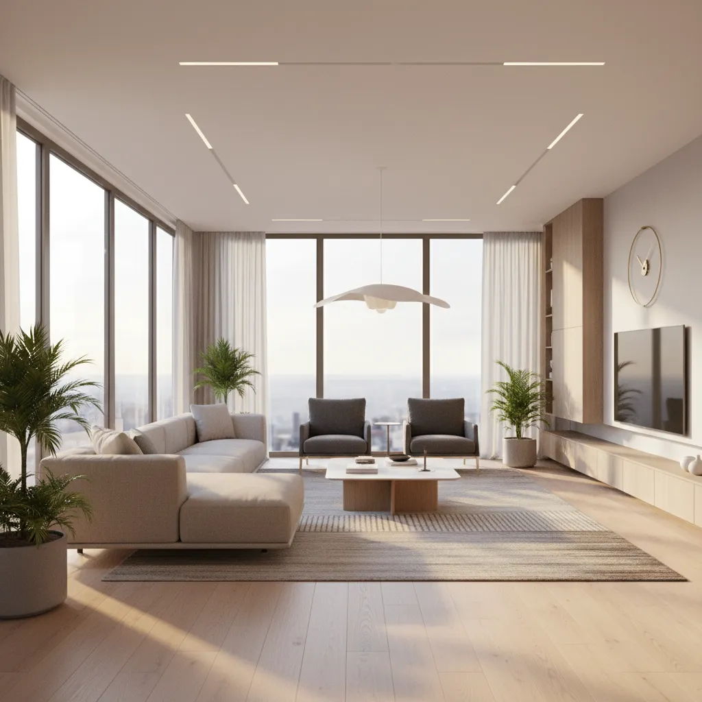 Living room receiving soft morning sunlight from an east-facing window