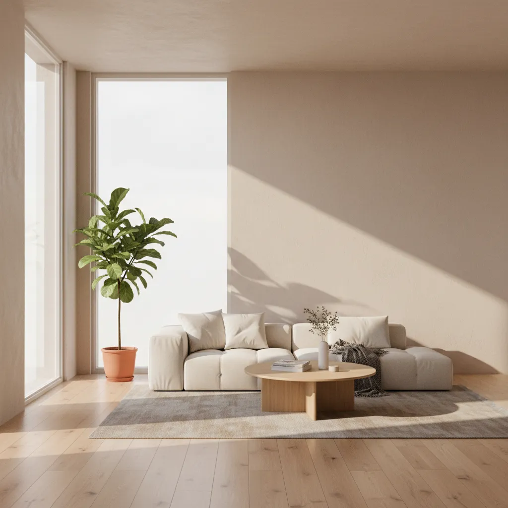 living room showing east facing wall receiving soft morning sunlight