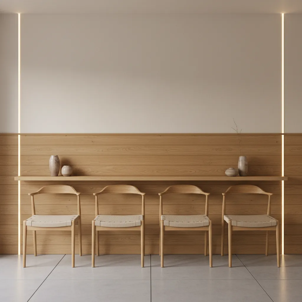 Dining room wall with washable paint and panel surfaces for easy cleaning