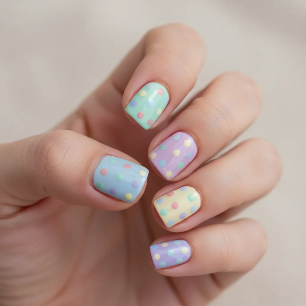 Diseño de uñas con puntos fácil de hacer en casa